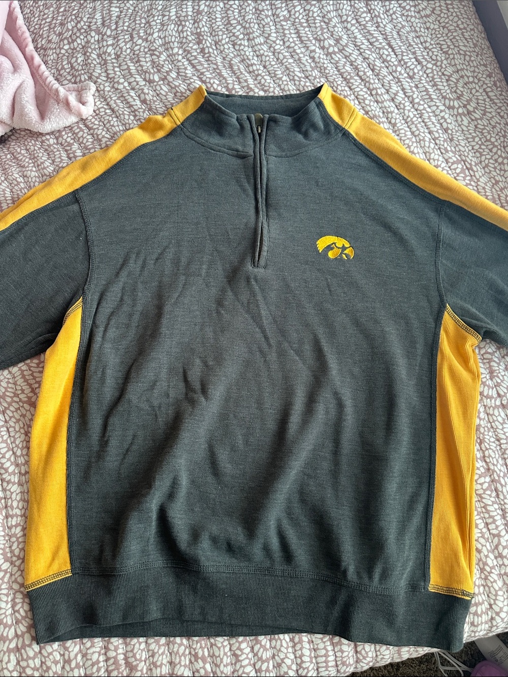 Three Square Men's Black and Gold University of Iowa Quarter-Zip